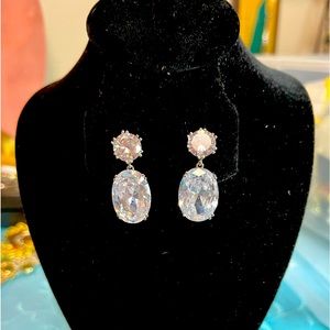 925 RAINBOW FILLED WHITE TOPAZ GEMSTONE EAR DROPS